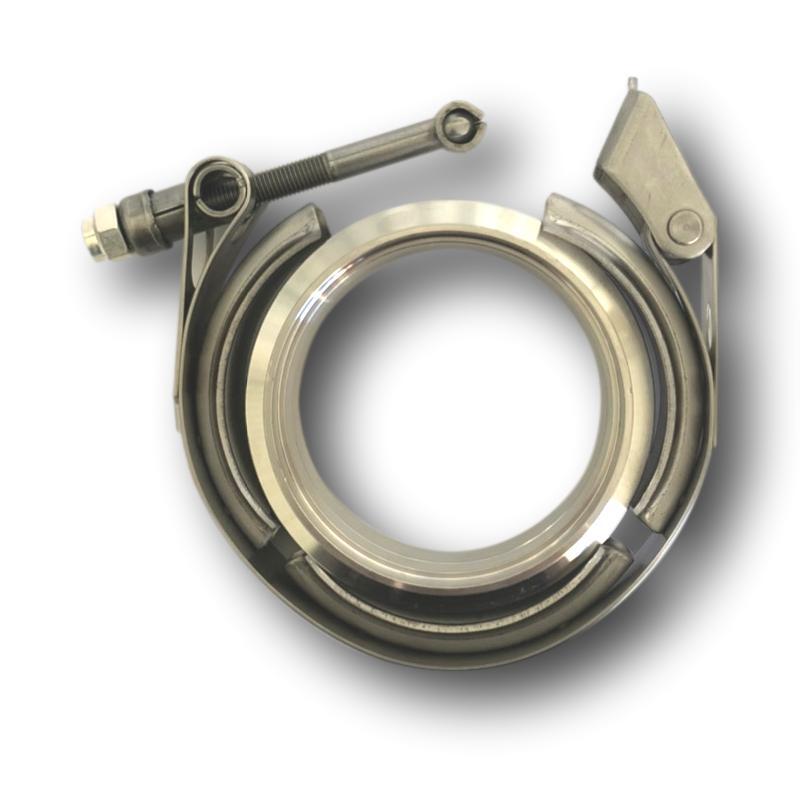 VBAND 2 1/2" STAINLESS STEEL LIPPED FLANGE & QUICK RELEASE CLAMP SET WITH A PLATED SELF LOCKING
