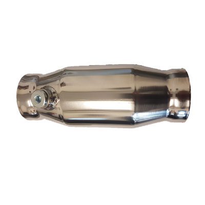 2 1/4" STAINLESS STEEL BULLET CAT CONVERTER WITH O2 BUNG - 100 CELL HIGH FLOW