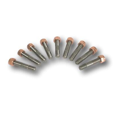 INCONEL TURBO STUD & COPPER LOCK NUT DUMP PIPE/TURBO SET OF 9 - M8 X 1.25 X 37MM
