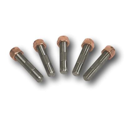 INCONEL TURBO STUD & COPPER LOCK NUT FOR DUMP PIPE SET OF 5 - M8 X 1.25 X 55MM