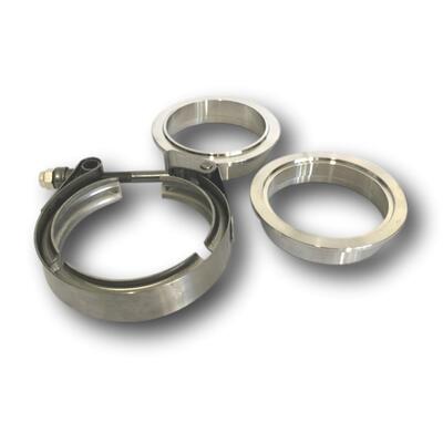 VBAND 1 3/4" STAINLESS STEEL LIPPED FLANGE & QUICK RELEASE CLAMP SET WITH A PLATED SELF LOCKING NUT